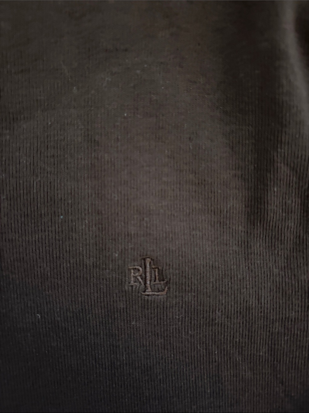Lauren Ralph Lauren Long Sleeve Ribbed Cotton Tee Charcoal Gray & Deep Brown - Picture 8 of 12